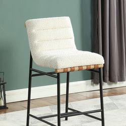 White Boucle Counter Height Chair - Free Delivery ✅ vail Stool Dupe / Denver Modern Stool Dupe 