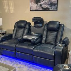Fyne- Dyme Black Reclining Led Power Sofa ▪️ Delivery & Finance Available ▪️Brand New