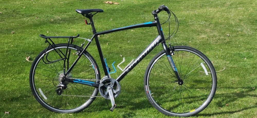 SPECIALIZED SIRIUS HYBRID BIKE - EX-LARGE FRAME - RAPID FIRE SHIFTERS - BIKE RACK - SERVICED 