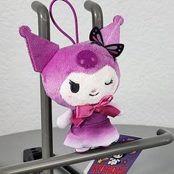 4" Sanrio Winking Kuromi in Purple Dress Keychain Charm Plush