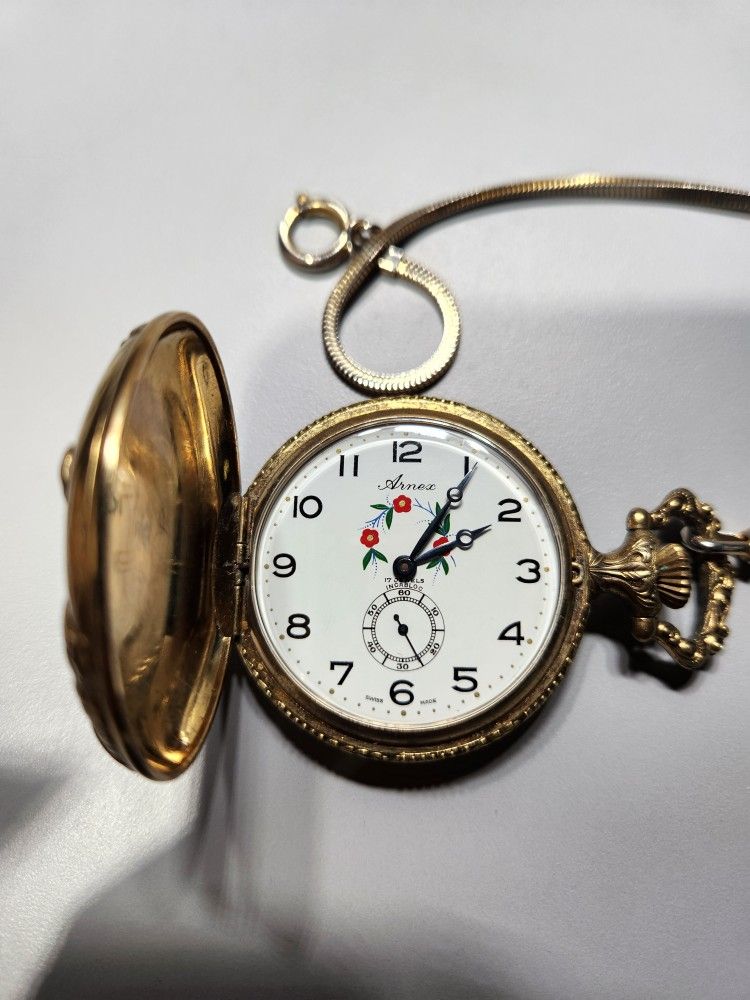 vintage Arnex 17-jewel Incabloc mechanical pocket watch. #D0007
