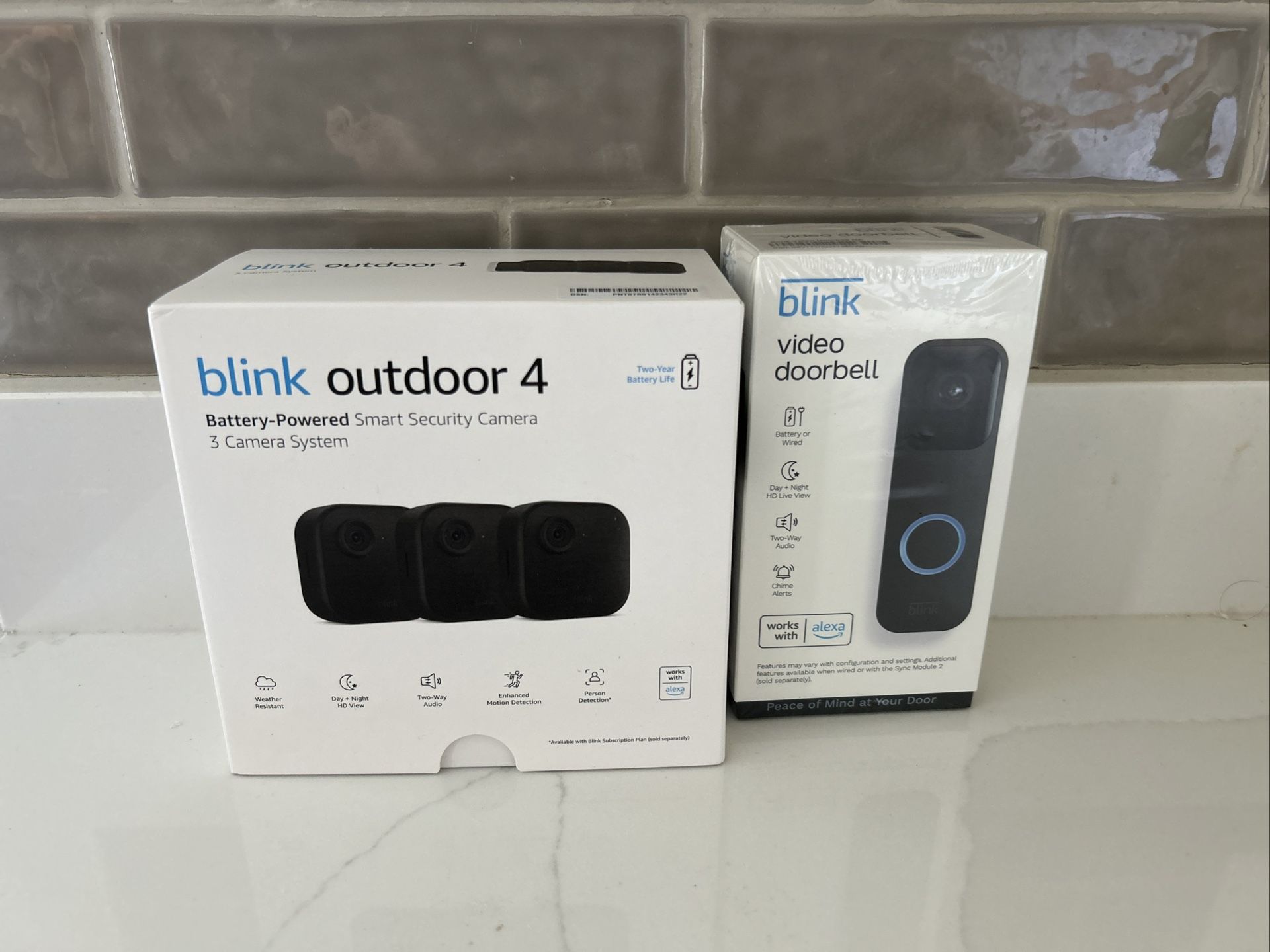 Blink Video Doorbell + 3 Outdoor 4 smart security cameras (4th Gen) w/Sync *New*