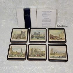 Vintage Set of 6 Pimpernel 9th Century London Landmark Picture Cork Coasters