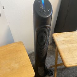 Fan  &   2  Wood Folding Tray Tables 