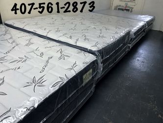 Upgrade your bedroom with a brand new, factory-sealed Pillow Top mattress and matching Box Spring set.