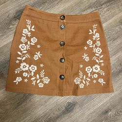 Francesca's Mi Ami Embroidered Mini Skirt Sz L