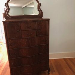 Highboy Tiger Oak/quartersawn dresser with mirror
