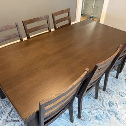 Stone & Beam Dunbar 7pc Wood Dining Room Kitchen Table & Chairs, 78"L, Oak Finish