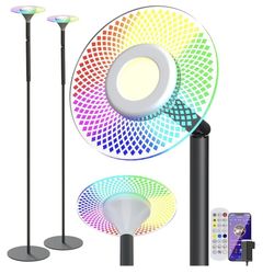 Two RGB Floor lamp for Living Room: 2 Set Smart Standing lamp with app Remote contral for Bedroom Office to Reading (2)
