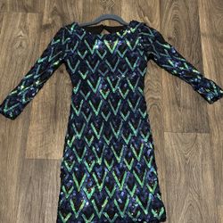 Blue & Green Sequin Bodycon Dress