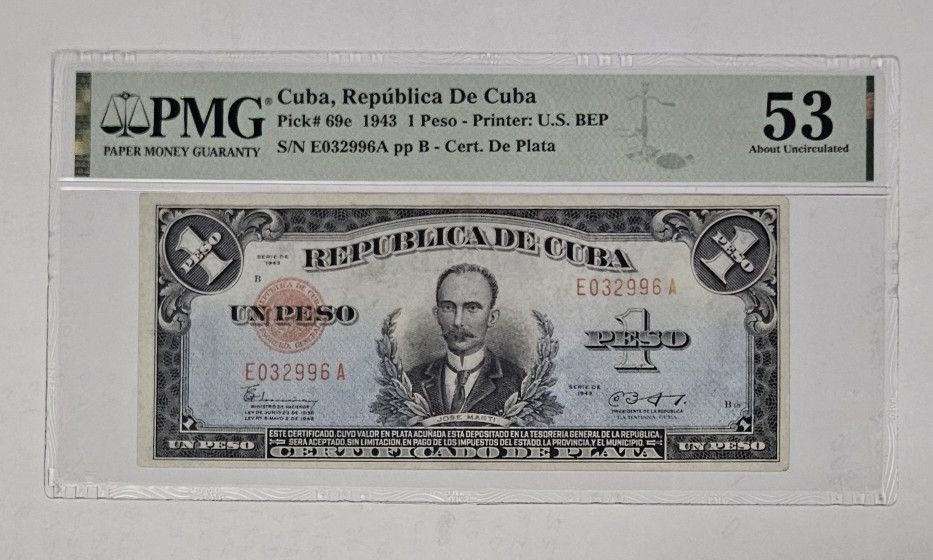 1 Peso 1943 Cuba Certificado De Plata