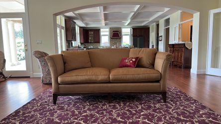Gold Linen Sofa by Sherrill.