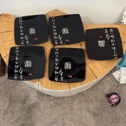 Black Chinese Appetizer Plates 