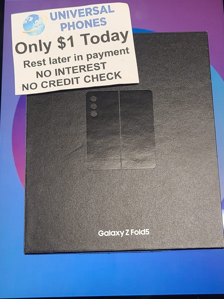 SAMSUNG GALAXY Z FOLD 5 5G UNLOCKED.  NO CREDIT CHECK $1 DOWN PAYMENT OPTION.  3 MONTHS WARRANTY * 30 DAYS RETURN * 