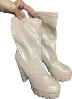 Cream Leather Boots