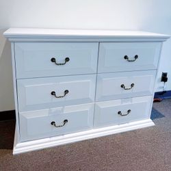 Homfa 6 Drawer Horizontal Wood Dressers Chest for Bedroom, Contemporary Storage Cabinet for Living Room Entryway, White