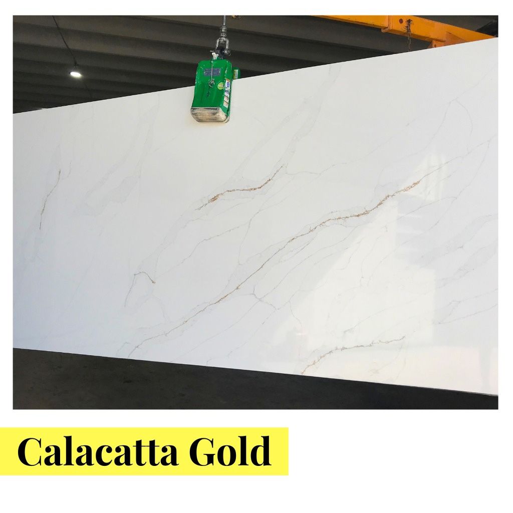 CALACATTA GOLD QUARTZ JUMBO 127”x64” 2cm For Kitchen Countertops