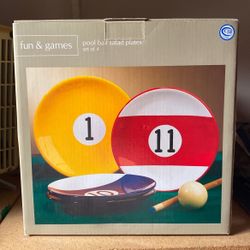 Pool Table Plates Set Of 4 NEW