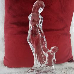 $25.00 - 24% Lead Crystal "Mother And Child" Statement Accent Figurine! Vintage Royal Crystal Rock Collectible!  Like New!