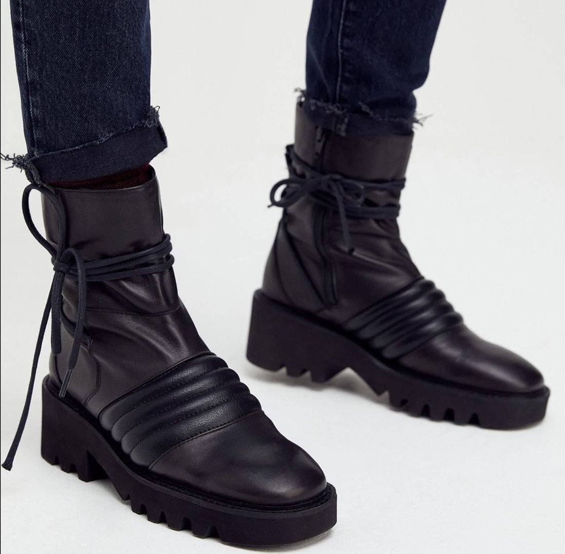 Free People Black Combat Boot