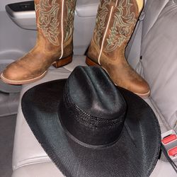 Cowboy boots, Hat, and Bolo