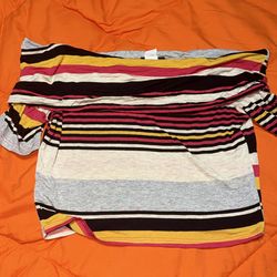 Off shoulder stripped cropped shirt