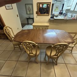 Rare Vintage Thomasville Table With Leaves & Fold Out Buffet Serving Table