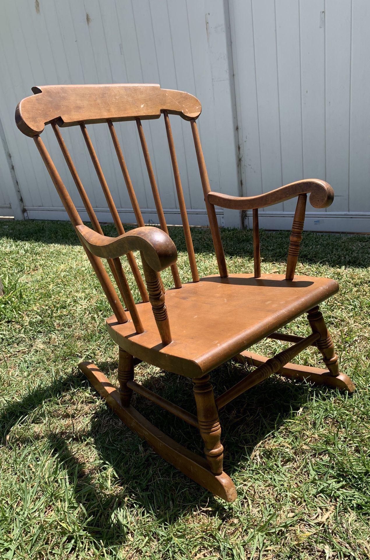 Vintage Solid Quality Wood Spindle Back S. Bent & Bros Rocking Chair, Child Size