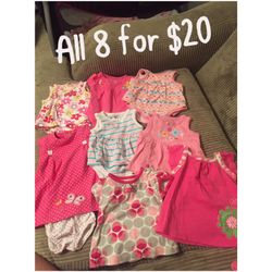 Newborn lot! 8 onesie dresses in really good condition.
