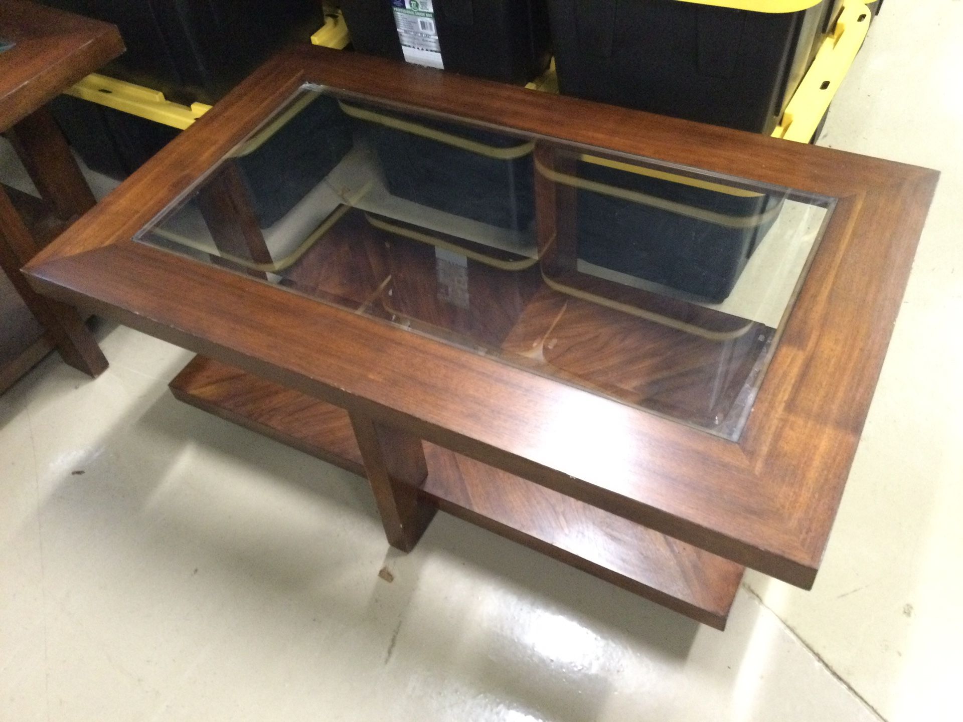 Glass Top Wood Coffee Table & End Table set -$120