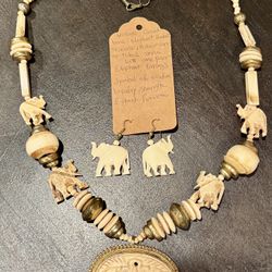Vintage Carved Bone Elephant