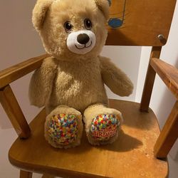 Build A Bear Happy Birthday Light  Beige Teddy Bear Plush 15" Stuffed Animal

