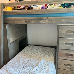 Bunk bed w/ desk and matching mirrored Dresser