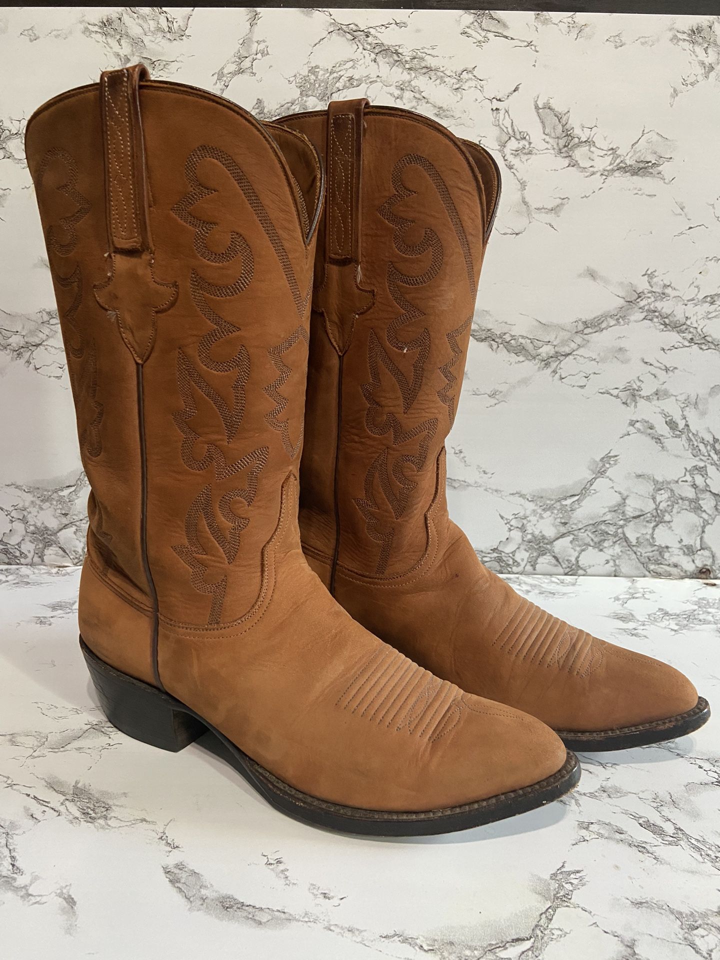 Lucchese Embroidered Suede Cowboy Boots, Men’s Size 8.5