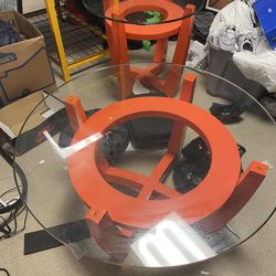 2 Sturdy Glass Top coffee Tables