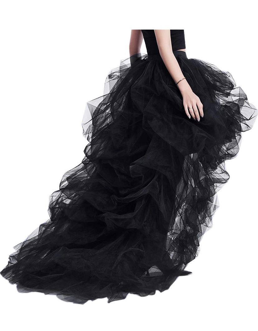 Women's Long High Low Ruffles Party Tulle Skirt