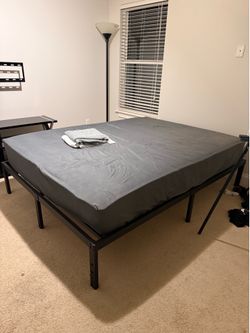 Queen memory foam mattress w/bed frame