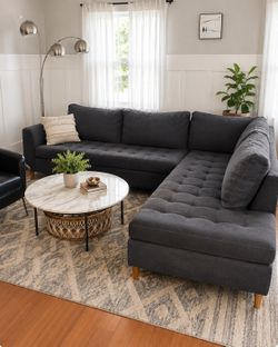 Charcoal Gray Sectional Couch w/ Chaise