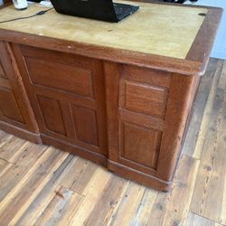 Antique oak raised panel desk