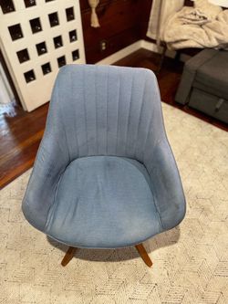 Mid-Century Modern Blue Fabric Accent Chair