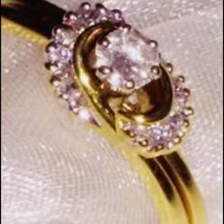 Authentic Women’s Diamond Wedding Set 14kt Yellow Gold Rings