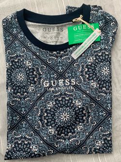 NWT GUESS Men’s Size M T Shirt Organic Cotton Fibre Blue