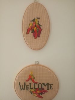 New Hand Embroided picture...and artesanal small vase..