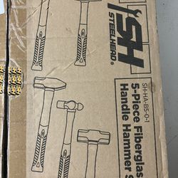 Brand New 5-Piece Fiberglass Handle Hammer Set 