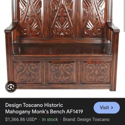  Toscano Historic Mahogany Monk's Bench AF1419