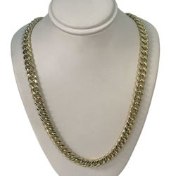 14kt Yellow Gold Semi Hollow Cuban Link Chain