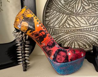 Crafty Chica Stiletto Heel Handmade One of a Kind by Kathy Cano Murillo 2013 Leather Shoe.