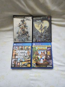 Ps2 Video Games KingdomHearts I-II Both Discs Have Some Scratches But Playable $15 Each, Ps4 GTA V $10,Crash Bandicoot N-Sane Trilogy $20 Clean Discs 