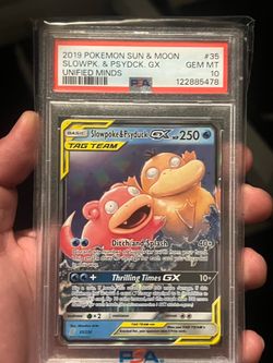 Pokemon TCG Unified Minds Tag Team Slowpoke Psyduck GX Card 35/236 PSA 10