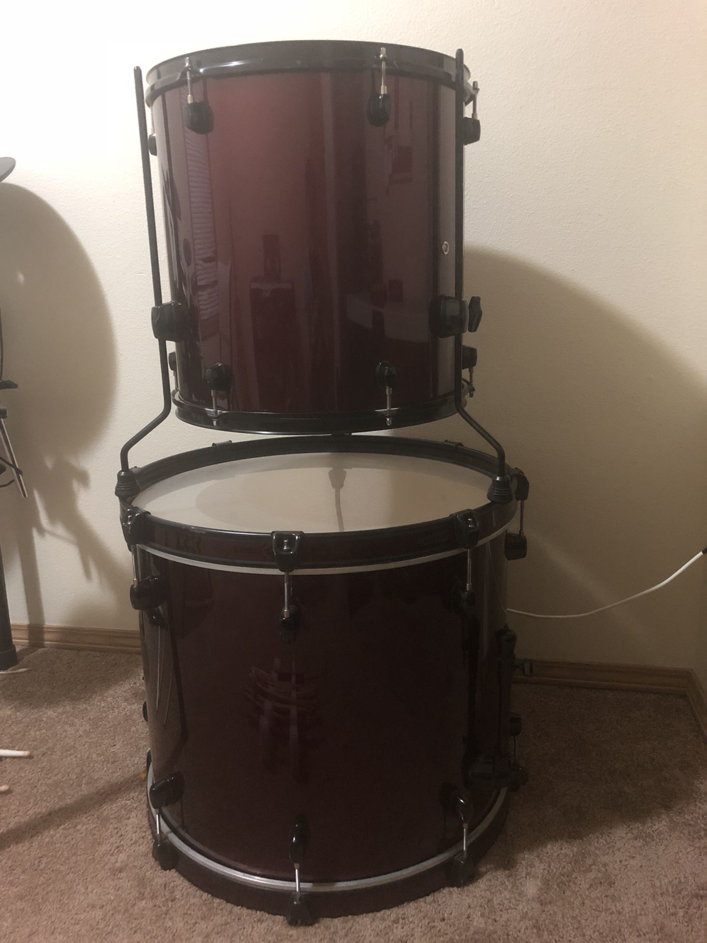 Pearl forum bass and floor tom drums